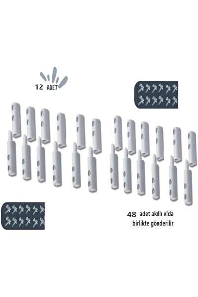 Nacario مفصلات نوكرشوب سينكلوك، بيضاء، 12 قطعة (مع 24 قطعة من براغي التثبيت ا...