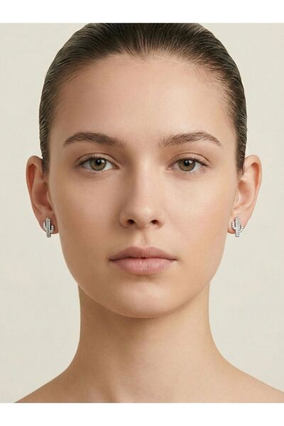 Mutenaura Sparkling Cactus Figured Steel Earrings - High Quality