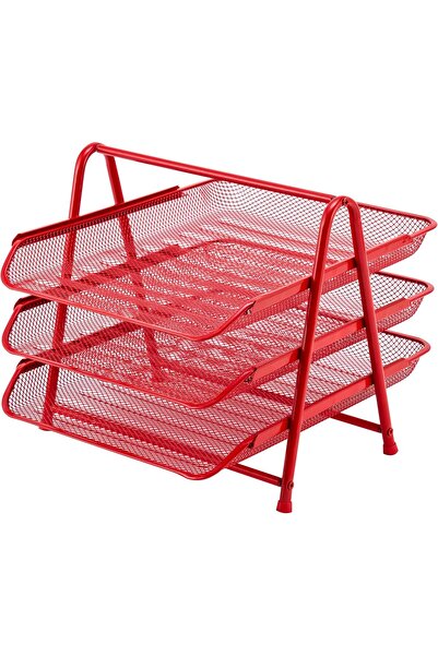 Nacario مجموعة رفوف المستندات من نركريوشوب، 3 قطع، أحمر 1201248