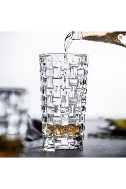 Nacario Nrcrioshop 400ml, Embossed Woven Patterned 6-Piece Tall Glass Cups, a...