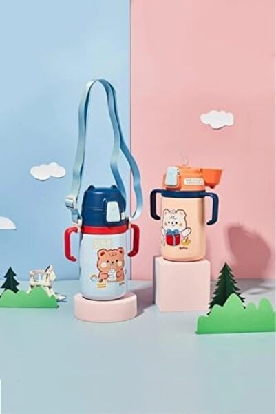 Nacario Nrcrioshop 400ml Stainless Steel Thermos with Silicone Straw, Cute Te...