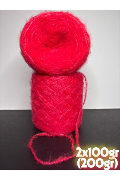 Ana&Kuzusu İplik Nar çiçeği kırmızı (BOL TÜYLÜ) orta kalınlık elit moher örgü...