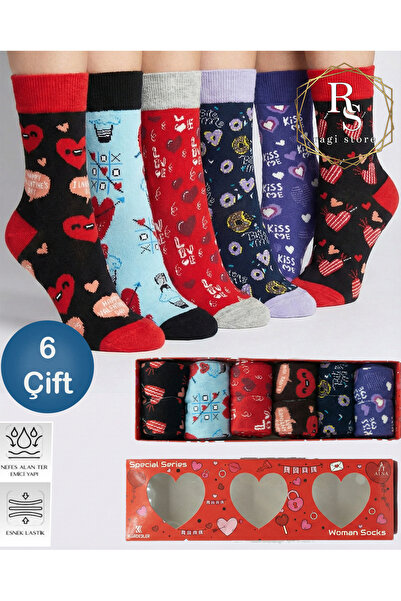 ragistore 6 Pack Valentine's Day Women's Socks Seamless Toe