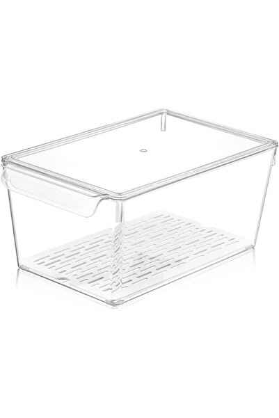Nacario Nrcrioshop Refrigerator and Cabinet Organizer with Lid and Drainer, T...