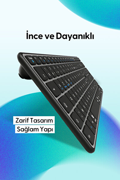 Daxi MK450 Pro Keys Slim Combo Kablosuz Bluetooth Klavye Mouse Seti, Scissor-Switch Klavye, Türkçe Q