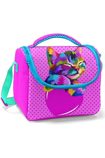 Yıldızan Storesellm Pembe Sevimli Kedi Kız Çocuk Okul Beslenme Çantası - Yalı...