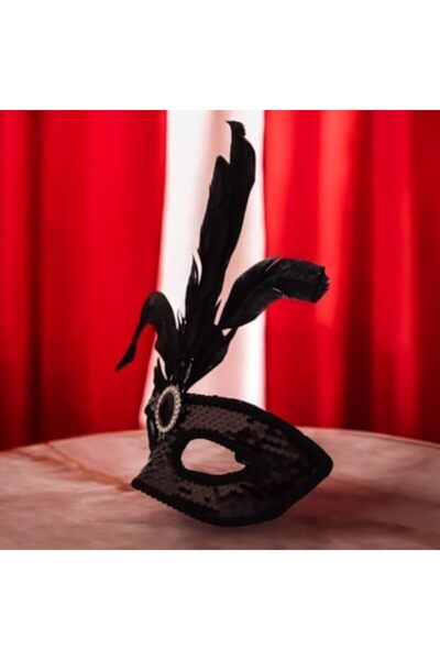 Nacario Nrcrioshop Luxury Stone and Feather Black Party Mask 1201248