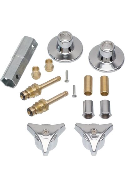 Nacario طقم تعديل حوض الاستحمام والدش من نركريوشوب بمقبضين، كروم، طقم واحد (3...