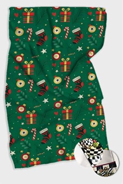 Nacario NrcrioShop منشفة مطبخ خضراء ذات طابع العام الجديد مقاس 30 × 50 سم 120...