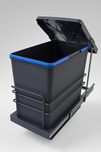 Nacario Nrcrioshop Cassone 24, Anthracite Trash Can with Telescopic Rail Insi...