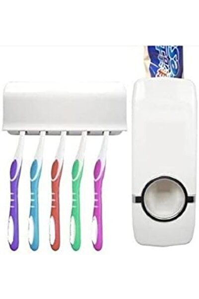 Nacario NrcrioShop عصارة معجون أسنان منزلية مزخرفة وحامل فرشاة 5 في 1 1201248