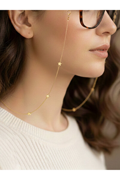 otio Kadın Gözlük Zinciri, Paslanmaz Çelik 70 cm, Yıldız Detaylı, Numaralı Gö...