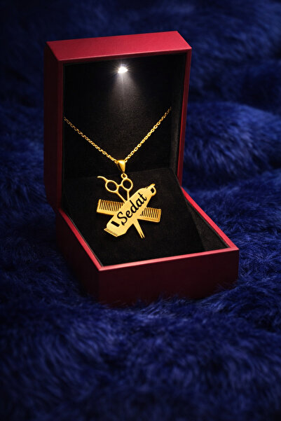 KAR DİAMOND Kişiye Özel İsimli Kuaför Kolyesi – 925 Ayar Gümüş Altın Kaplama ...