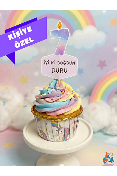 north&peak Unicorn Temalı Cupcake Süsü 12’li Set – Pastel Gökkuşağı Renkli, K...