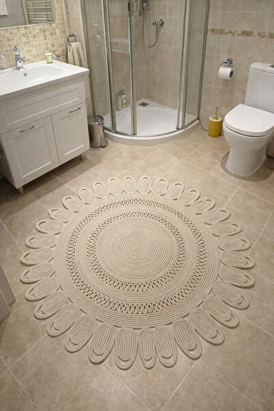 OLİDYA üt Hasır Yuvarlak Banyo Paspası – El Yapımı Doğal Halat Paspas, Bohem ...