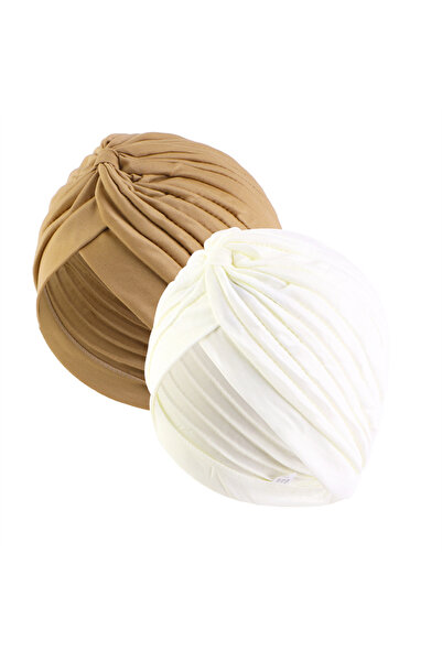 Choice One Size light coffee milk wh 2pcs/lot Stretch Turbans Head Beanie Cov...