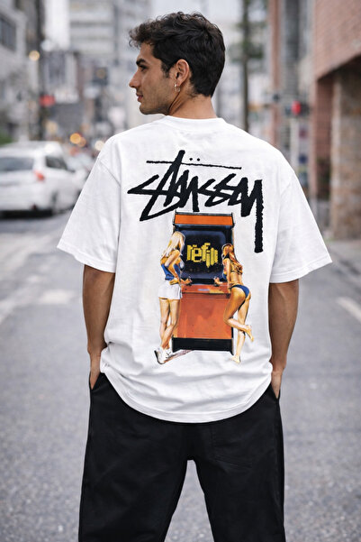 Compostela Unisex Women's Men's Stussy Game Girl Back Printed Oversize Thick ...
