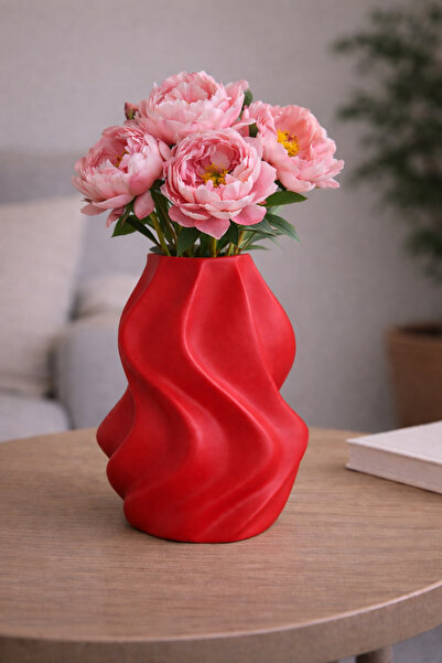 Vescarri Velour Textured Decorative Vase – Modern & Soft Form Design