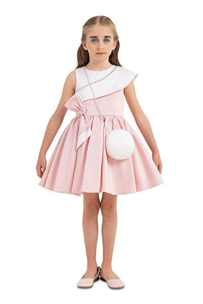 Pamina Elegant girls' dress for special occasions with a scarf collar and mat...