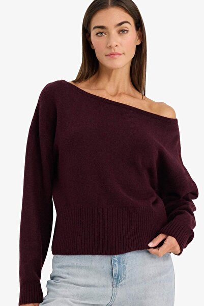 DeFacto Regular Fit Open Shoulder Knitwear Sweater G8898Ax25Cw