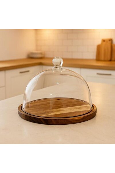 Generic Serving Plate with Acrylic Cover and Wooden Base