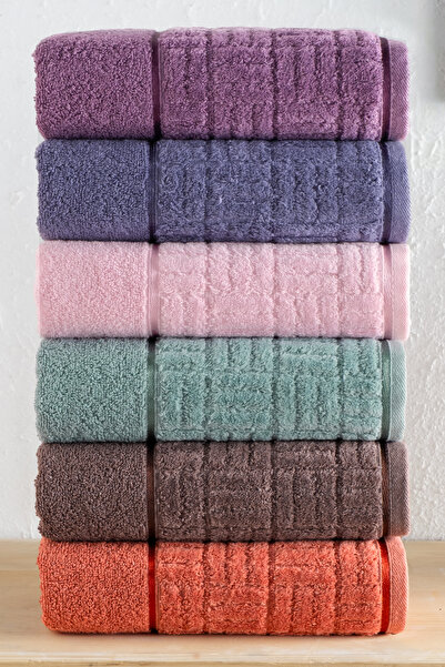 Minoset Labirent El Havlu Seti 6’lı %100 Pamuk 50x90 cm – Emici, Yumuşak, Day...