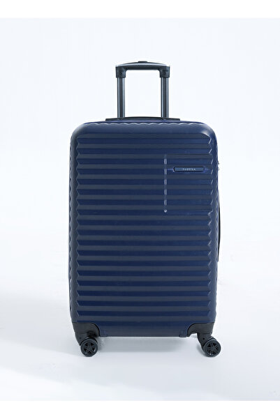 Fabrika Lacivert Çekçekli Sert Valiz 111 ABS ORTA BOY