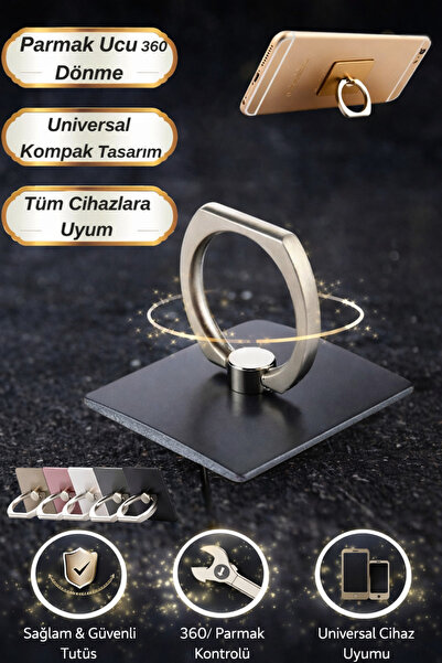 Hane Dostu Cep Telefonu Selfie Yüzüğü | 360° Döner Telefon Tutucu | Universal...
