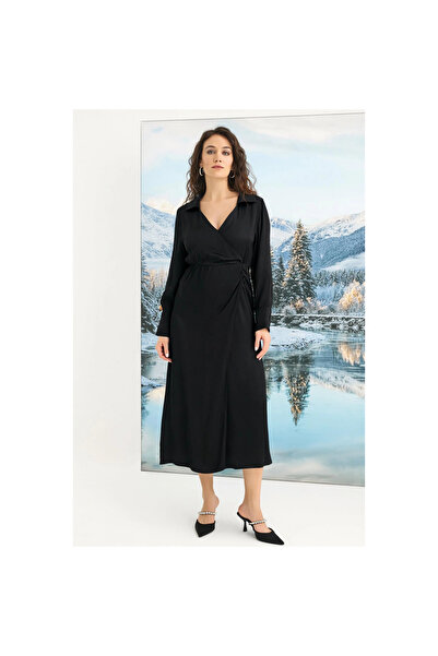 Narnuga 100% Viscose Long Sleeve Satin Dress