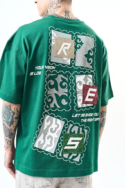 Wonraces Men's Nefti Oversize Embroidered Crew Neck T-Shirt