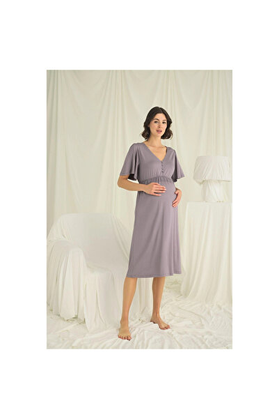 Narnuga Lace Front Buttoned Maternity Nightgown
