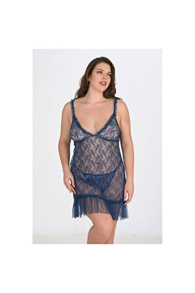 Narnuga Plus Size Lace Embroidered Tulle Nightgown