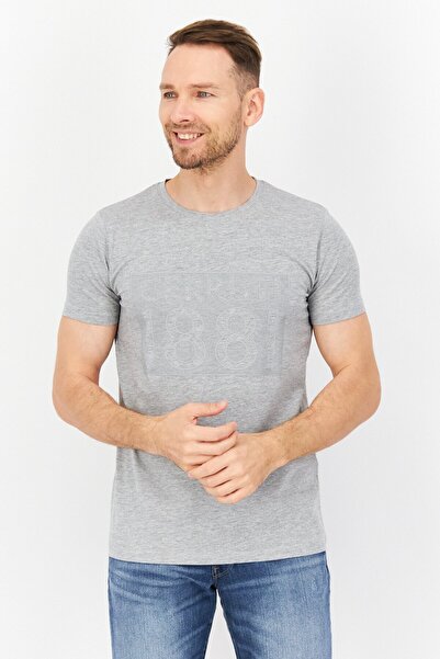 Cerruti 1881 Men Regular Fit Brand Logo Short Sleeves T- Shirt, Grey