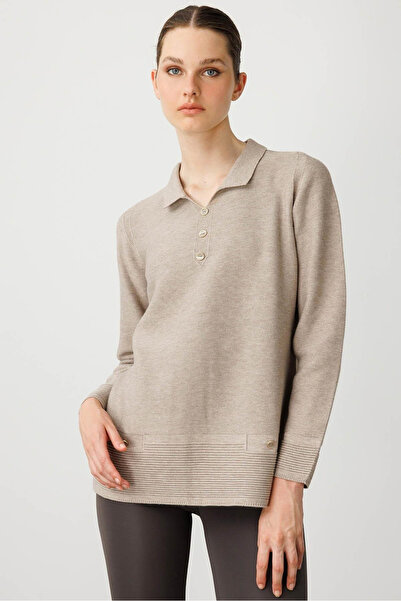 Desen Women's Polo Neck Pocketed Blouse