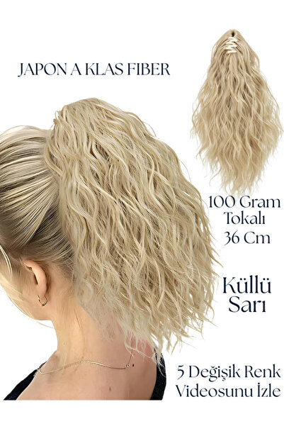YARAT Küllü Sarı Dalgalı Kıvırcık Tokalı At Kuyruğu Postiş 36 Cm 90/100 Gram