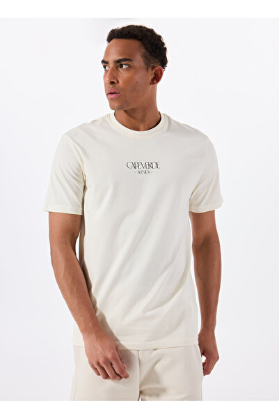 Only & Sons O Yaka Baskılı Kırık Beyaz Erkek T-Shirt ONSFARUK REG SS TEE CS