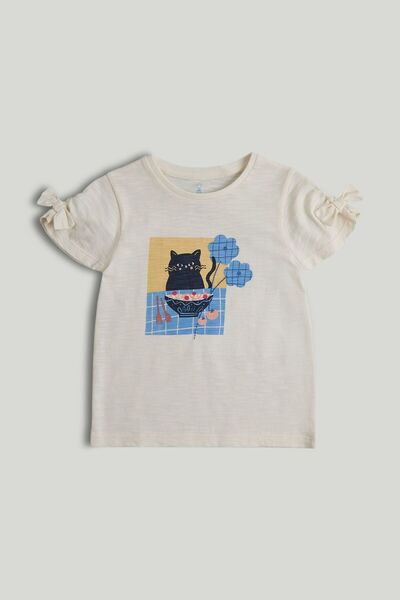 MOTHERCARE White Pasta Cat T-Shirt