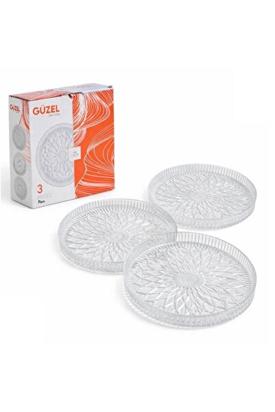 Generic Glass Serving Plate Set of 3 - Elegant Design - 16 cm