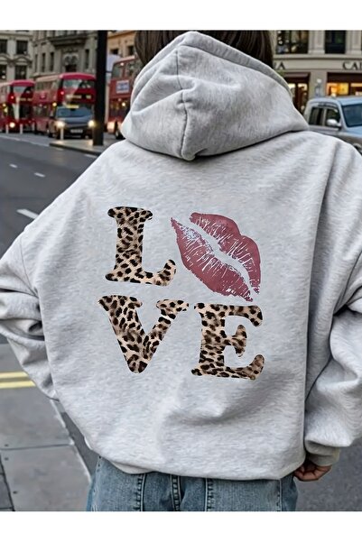 Deocept Unisex Love Printed Hooded Comfortable Fit Oversized Cut Sweatshirt w...