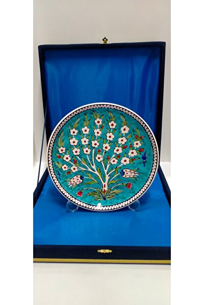 Home İznik SiriuS Çini 25 cm çapında turkuaz zemin klasik hayat ağacı dekorat...