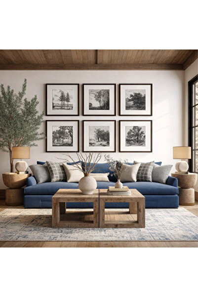 lawhat لوحات فنية مطبوعة اشجار على قماش الكانفس 6 قطع موديل ( 2585) برواز اسو...