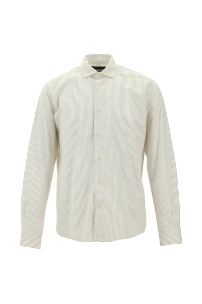 Abdullah Kiğılı Раирана памучна риза с тясна кройка - дълъг ръкав