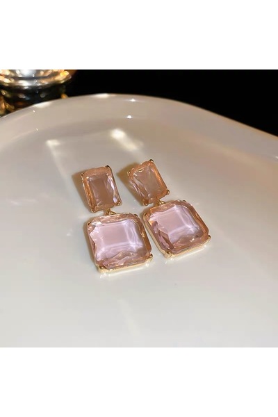 Choice3 Z3038-2 Transparent Square Glass Crystal Pendant Hanging Earring for ...
