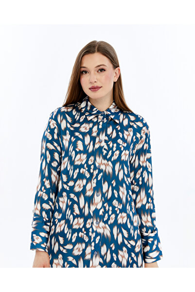 MADE BY ALİSHA Long Cut Satin Shirt Dress with Front Buttons and Wide Cuff De...