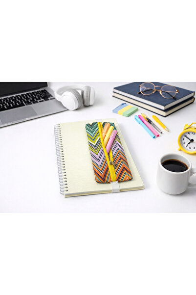 SYAZE حامل أقلام مطاطي بسحاب أصفر بنمط متعرج