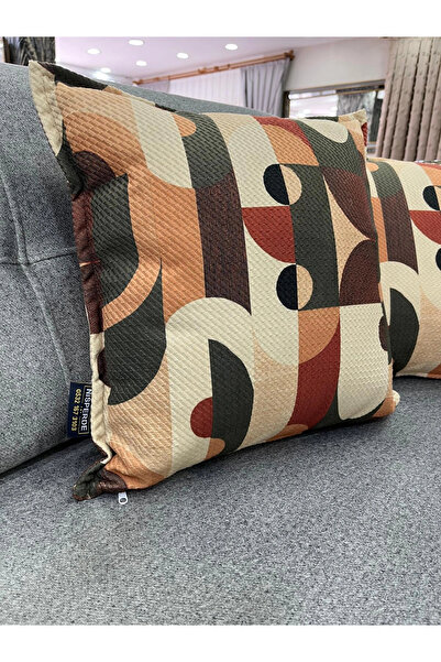 NİVEMESHOME غطاء وسادة 45×45 بتصميم هندسي أخضر-بني