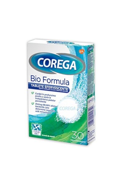 Corega Set 2 x 30 Tablete de Curatare pentru Proteza Dentara Bio Formula