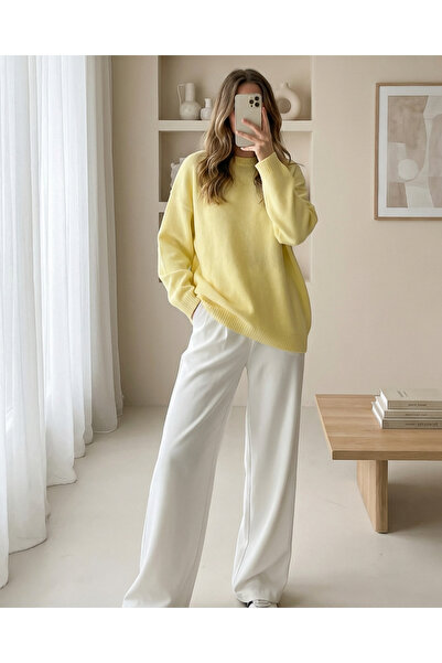 MissRunin Yuvarlak Yaka Salaş Triko Kazak