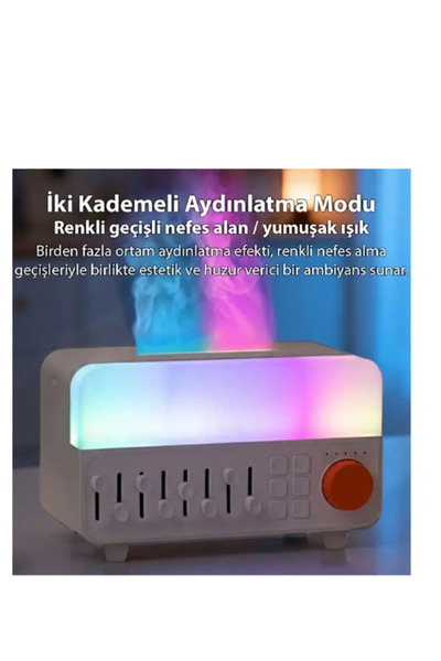 EZERE Bluetooth Hoparlörlü Alev Efektli 8 Sesli Renkli Alev Görünümlü Aromate...