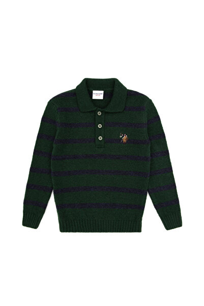 U.S. Polo Assn. Boy's Green Polo Collar Sweater 50315627-Vr054